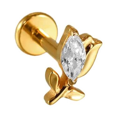 Imagem de Piercings De Titânio G23 Com Rosca Interna, Design Flor CZ, Para Lábio