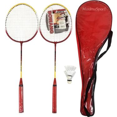 Imagem de Kit Badminton Lorben 2 Raquetes e Petecas Cor Vermelho lazer Completo