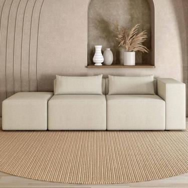 Imagem de Sofá 4 Lugares 283cm com Puff Esquerdo Fay Linho Cru Z55 - Mpozenato