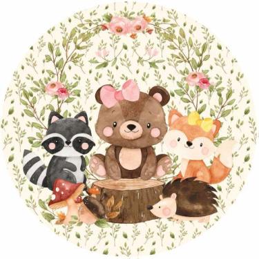 Imagem de Painel de Lona Redondo Floresta Bichos - Fabrika De festa, 190x190cm