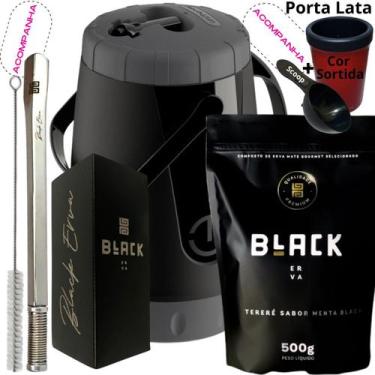 Imagem de Kit Completo Tereré Black Erva Mate Garrafa térmica Unitermi Copo Inox