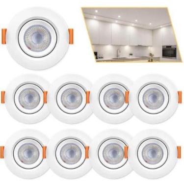 Imagem de Kit 10 Spot De Led Redondo Branco Embutido 5w Teto Bivolt Branco Quent