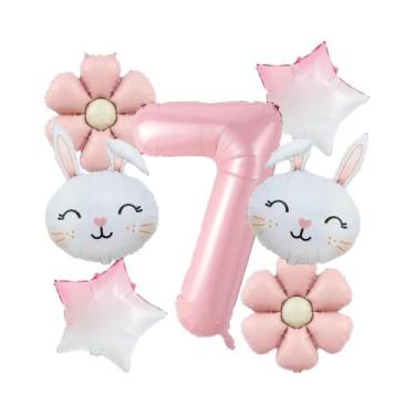 Imagem de Balões Rosa Fosco De Margarida E Coelho, 7pçs/conjunto, Decoração De F