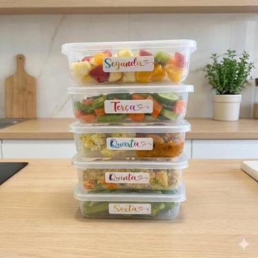 Imagem de Kit Potes Marmita Semanal Semaninha Refeições Empilhável Geladeira Fre