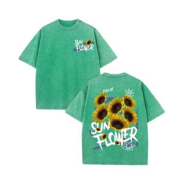 Imagem de Camiseta Feminina De Algodão Macio Com Estampa De Girassol, Casual De 