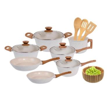 Imagem de Jogo de Panelas Antiaderente Cerâmico Fogão Indução Kit 11 Peças Cook 