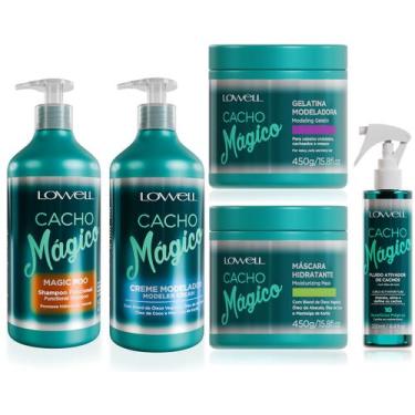 Imagem de Kit Lowell Cacho Magico Shampoo 500ml Mascara, Creme, Gelatina e Ativa