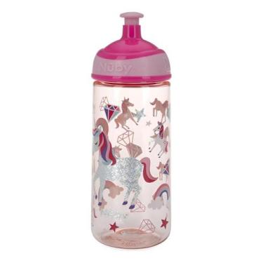 Imagem de Garrafinha Estampada Squeeze Glitter Com Bico 540ml Nûby, Rosa