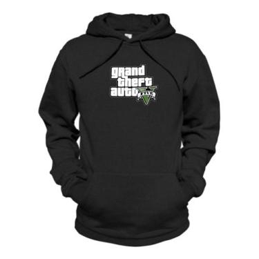 Imagem de Moletom Canguru GTA Blusa de Frio Com Capuz e Bolso Flanelada, Preto, 