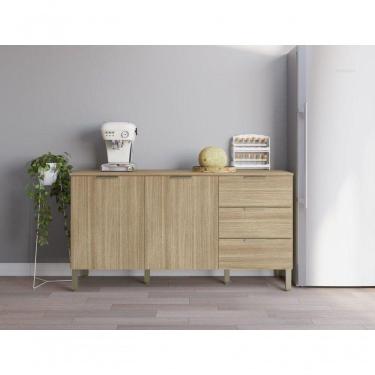 Imagem de Balcão Para Cozinha 1,6m 2 Portas 3 Gavetas Com Tampo Glam Freijó Kits Paraná