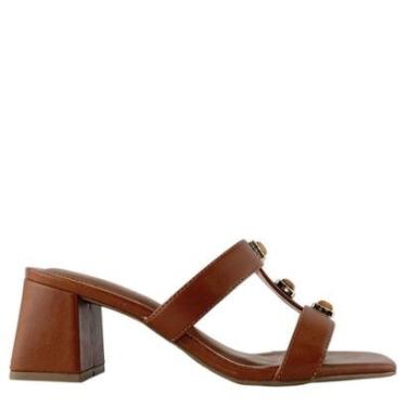 Imagem de Sandália Via Marte Feminina Casual Salto Bloco com Pedrarias-Feminino