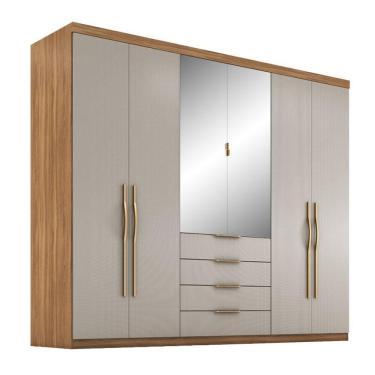 Imagem de Guarda Roupa Casal Giardino 6 Portas com Espelho Amêndola Nude Prime TX Demóbile