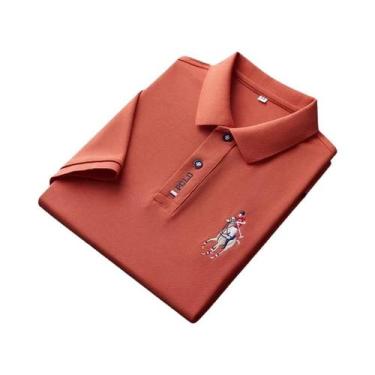 Imagem de Camisa polo masculina bordada casual moda manga curta verão top confor