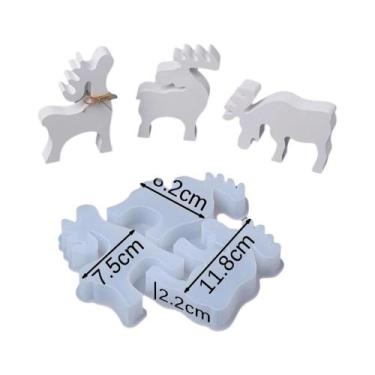 Imagem de Molde De Silicone De Cervo Com 3 Cavidades Para Ornamentos 3D De Concr