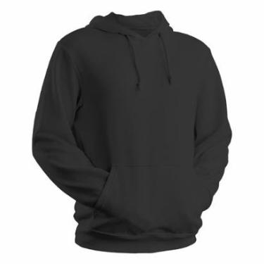 Imagem de Moletom Preto Masculino Feminino Liso Blusa Frio Casaco Agasalho Canguru Com Capuz Confortável-Unissex