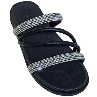 Imagem de Chinelo Molekinha Infantil Strass Napa Meninas Fashion-Feminino