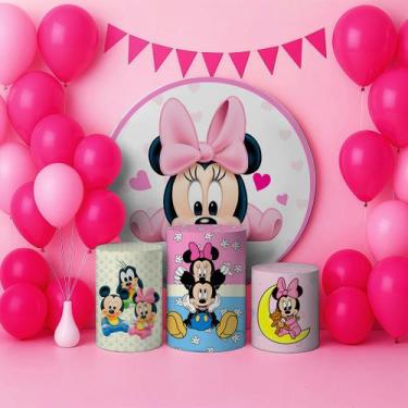 Imagem de Capas Painel Redondo Cilindros Decoração Minnie - Genérica