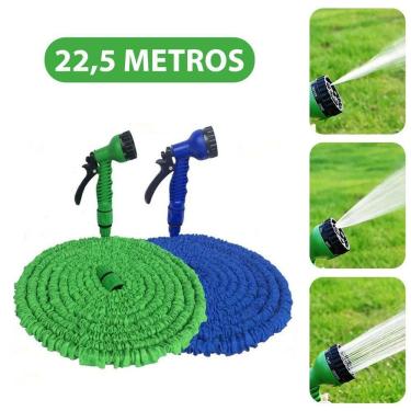 Imagem de Mangueira Jardim Expansível 22,5 Metros Resistente Jatos D água - Azul