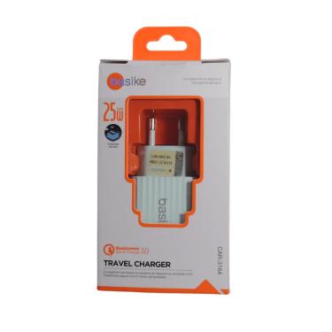 Imagem de Fonte Carregador Turbo 25W USB/tipo C Basike Branco CAR-3164