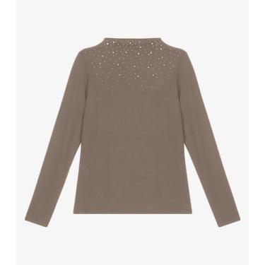 Imagem de Blusa Feminina Manga Longa Com Rebite Endless Marrom, G, Marrom