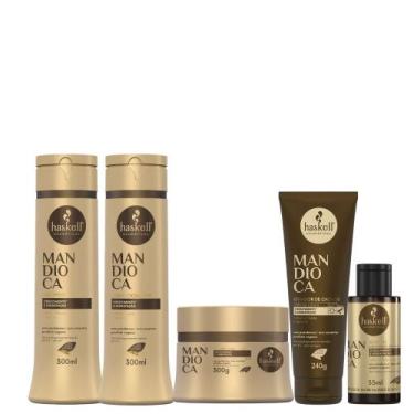Imagem de Kit Haskell Mandioca Shampoo 300ml + Condicionador 300ml + Máscara 300