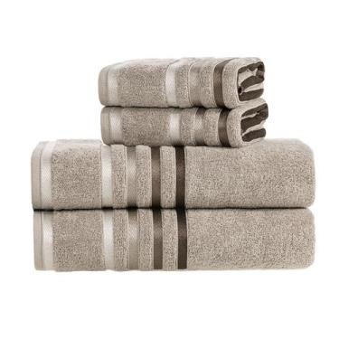 Imagem de Kit Jogo De Toalhas Karsten 4 Peças Banho e Rosto Lumina Fio Penteado,