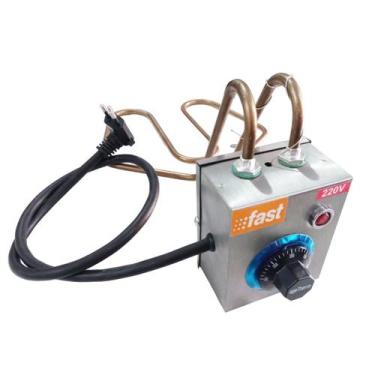 Imagem de Resistência C/ Termostato Tacho Pastel Em Inox 7 Litros 220v Cabeçote 