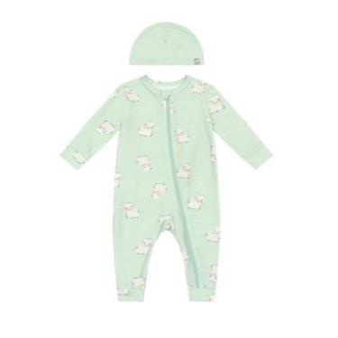 Imagem de Macacão bebê unissex em cotton com touquinha Brandili Baby-Unissex