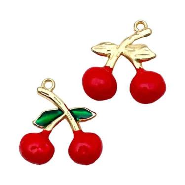 Imagem de Pingentes Esmaltados De Cereja E Morango, 10-30 Peças, Berloques De Fr