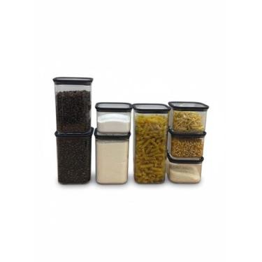 Imagem de Jogo de Pote 8 Potes Mantimentos Hermético Acrilico C/ Tampa - 123 Org