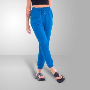 Imagem de Calça Jogger Feminina Duna Crepe Com Bolso e Cordão Cor:Cinza claroTam