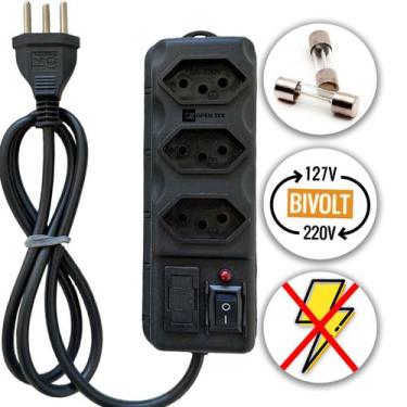 Imagem de Filtro de Linha 3 Tomadas Régua 110/220v Bivolt Universal C/ Protetor 