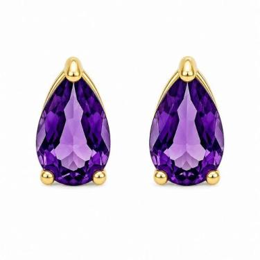 Imagem de Brinco em Ouro 18K com Ametista Gota - Elegante e Exclusivo - Justino 