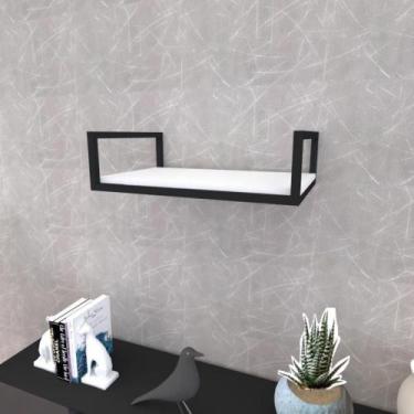 Imagem de Prateleira Industrial Suspensa Estante Parede Nicho Branco Cozinha Esc
