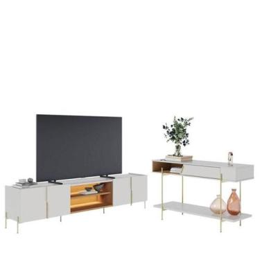 Imagem de Rack Bancada Maggiore 2.4 Com Aparador Para Sala Sena Off White Matte 
