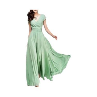 Imagem de Vestido De Praia Sexy Boho Para Mulheres, Manga Curta, Decote Em V Pro