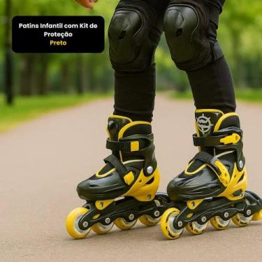 Imagem de Patins Infantil com Kit de Proteção - Preta - UNITOYS