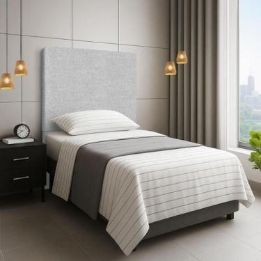 Imagem de Cabeceira Lisa Estofada 100 cm Para Cama Box Solteiro Linho - Clique C