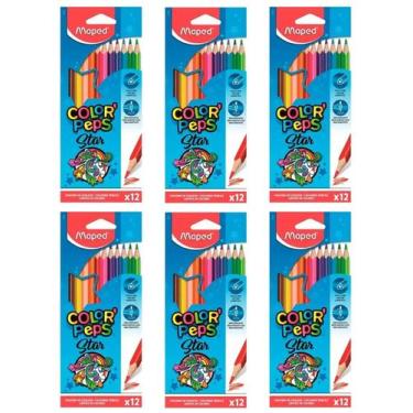 Imagem de LÁPIS DE COR COLOR PEPS STAR COM 12 CORES MAPED - KIT C/6un