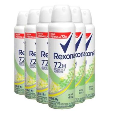 Imagem de Kit Desodorante Aerosol Rexona Erva Doce Feminino 150ml - 6 Unidades