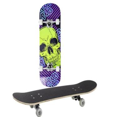 Imagem de Skate Infantil Radical Caveira Verde Capacete e Proteções - BH Store