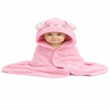Imagem de Toalha Banho Infantil Bebê Capuz Forrada Bichinhos RN Macia - - RIKABU
