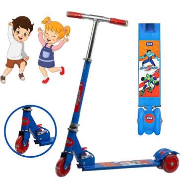 Imagem de Patinete Infantil 3 Rodinhas com Luz Led e Freio Ajustável Até 40kg Me