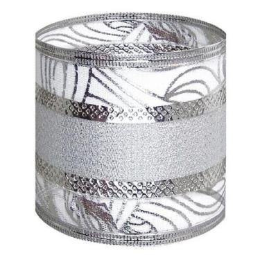 Imagem de Fita Aramada Decorativa Branco Voil 6,3cm X 9,64m - Fitas Regina Woldm