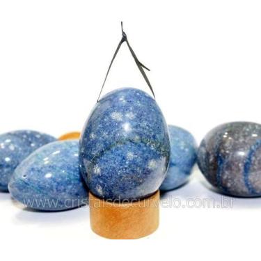 Imagem de 10 Ovos de Quartzo Azul para Pompoarismo com Furo Horizontal - Pedra N