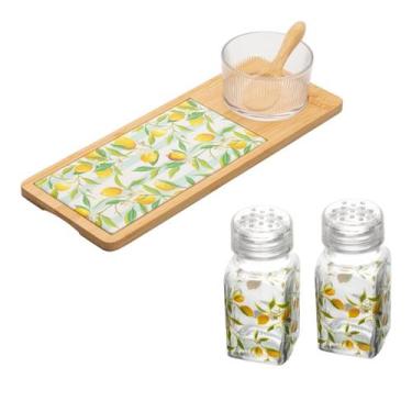 Imagem de Jogo Servir Bandeja Bambu + Porta Temperos Siciliano 6 Pcs - Lyor