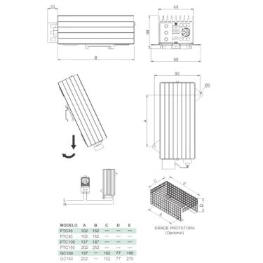 Imagem de Grade Protetora Tasco PTC-100 para Calefator PTC100 Codigo GC100 Aplicacao GC100 PTC100 Bivolt