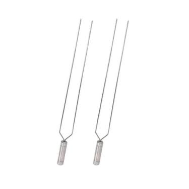 Imagem de 2x espeto duplo inox 40cm cabo revestido aluminio churrasco - INOX LAU