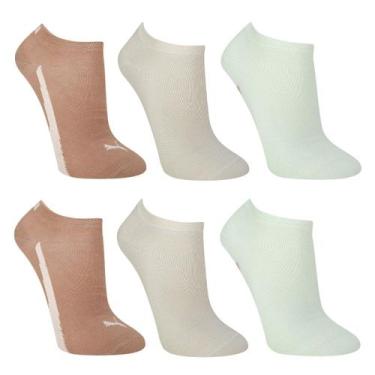 Imagem de Kit Meia Puma Cano Sapatilha C/6 Pares Feminina, Bege, Off white, 34/3