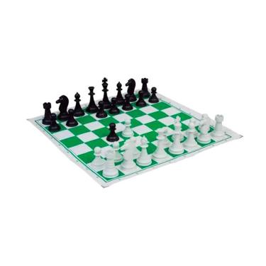 Imagem de Jogo de Tabuleiro Jogo de Xadrez Oficial Desenvolve Estratégia Peças em Plástico Rígido Bege Sonho de Criança 45CM